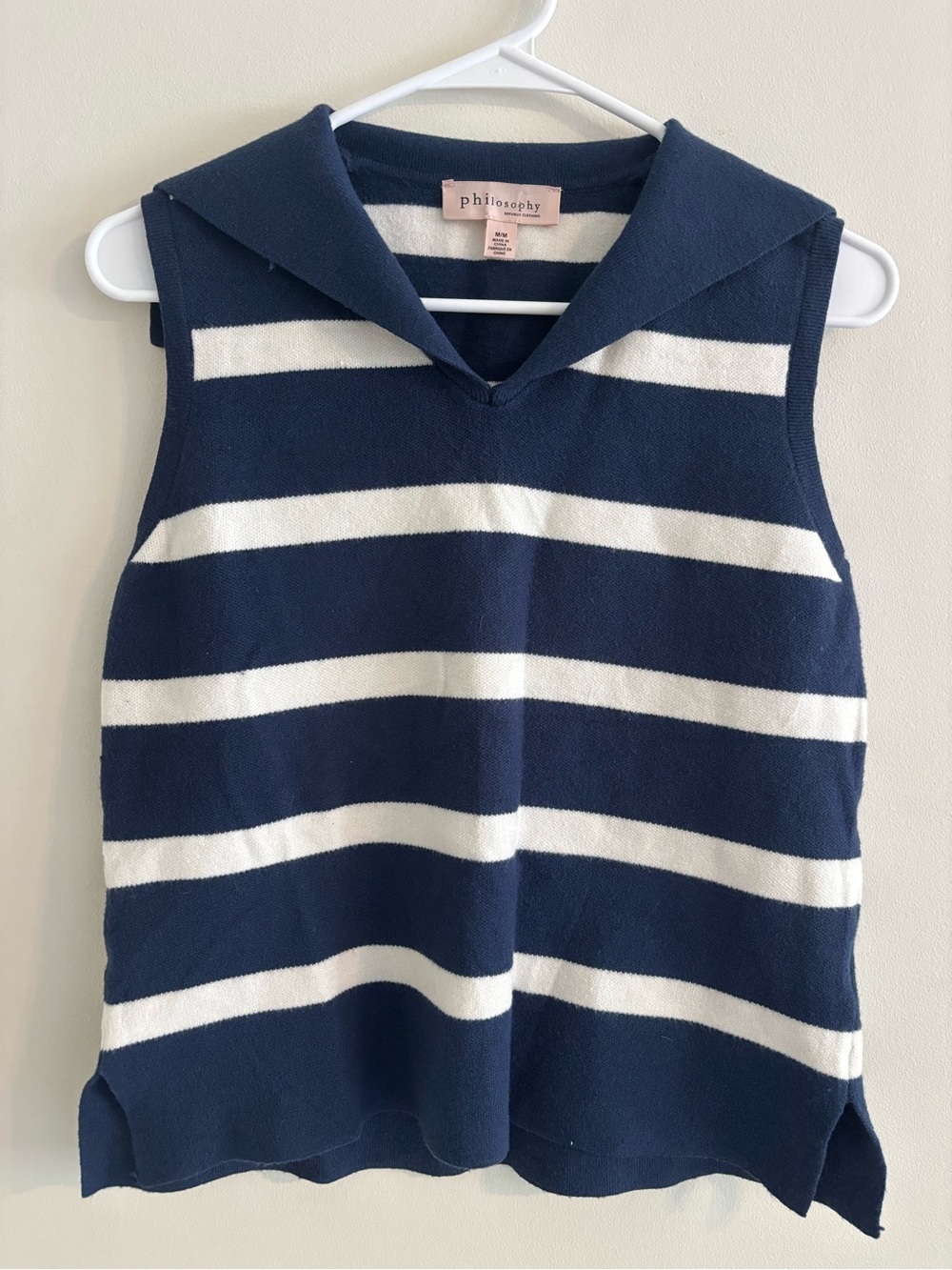 philosophy womens Navy & White Striped Sleeveless Sailor Top Size Medium